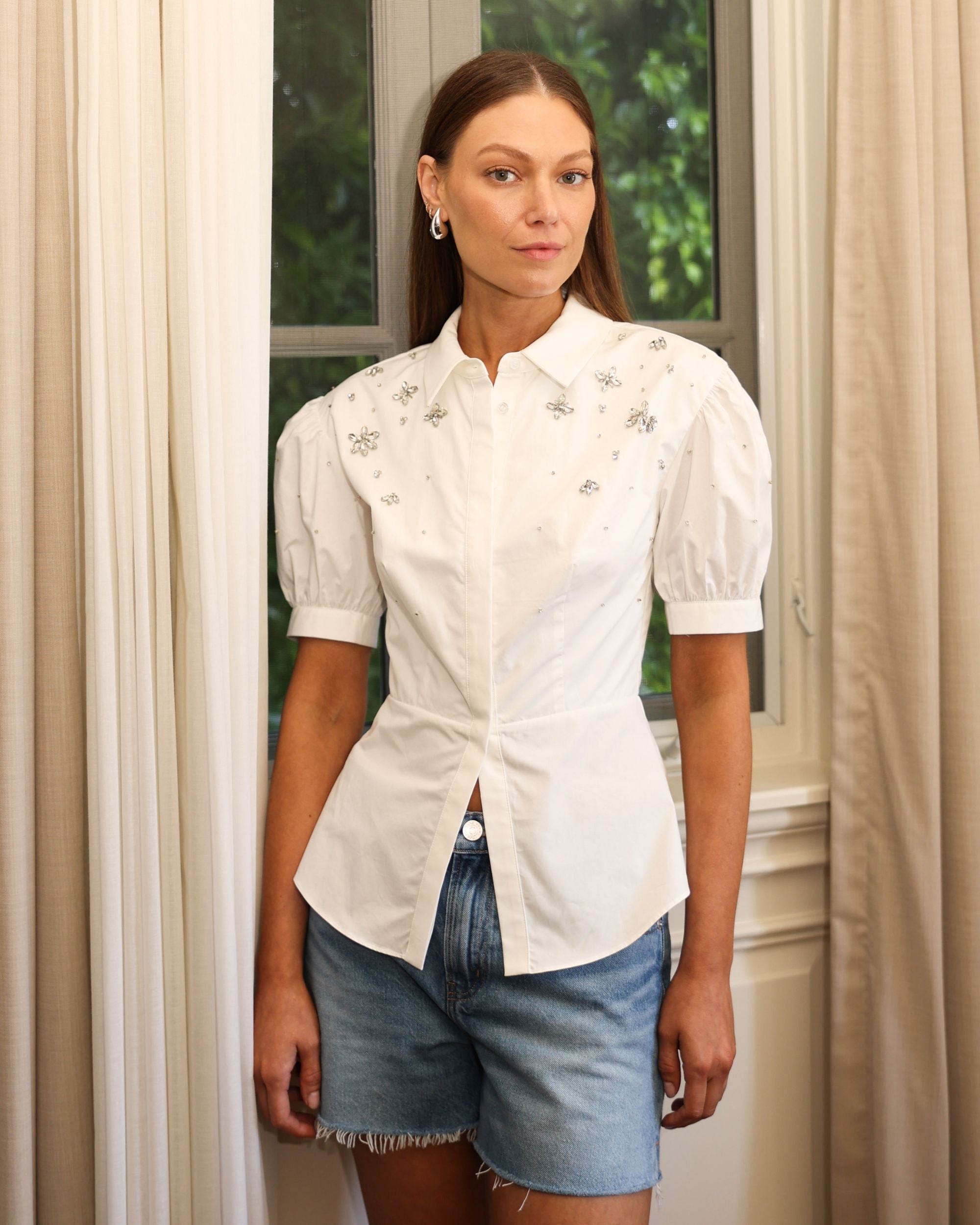 SELF PORTRAIT White Cotton Embellished Top– Capsule Shop