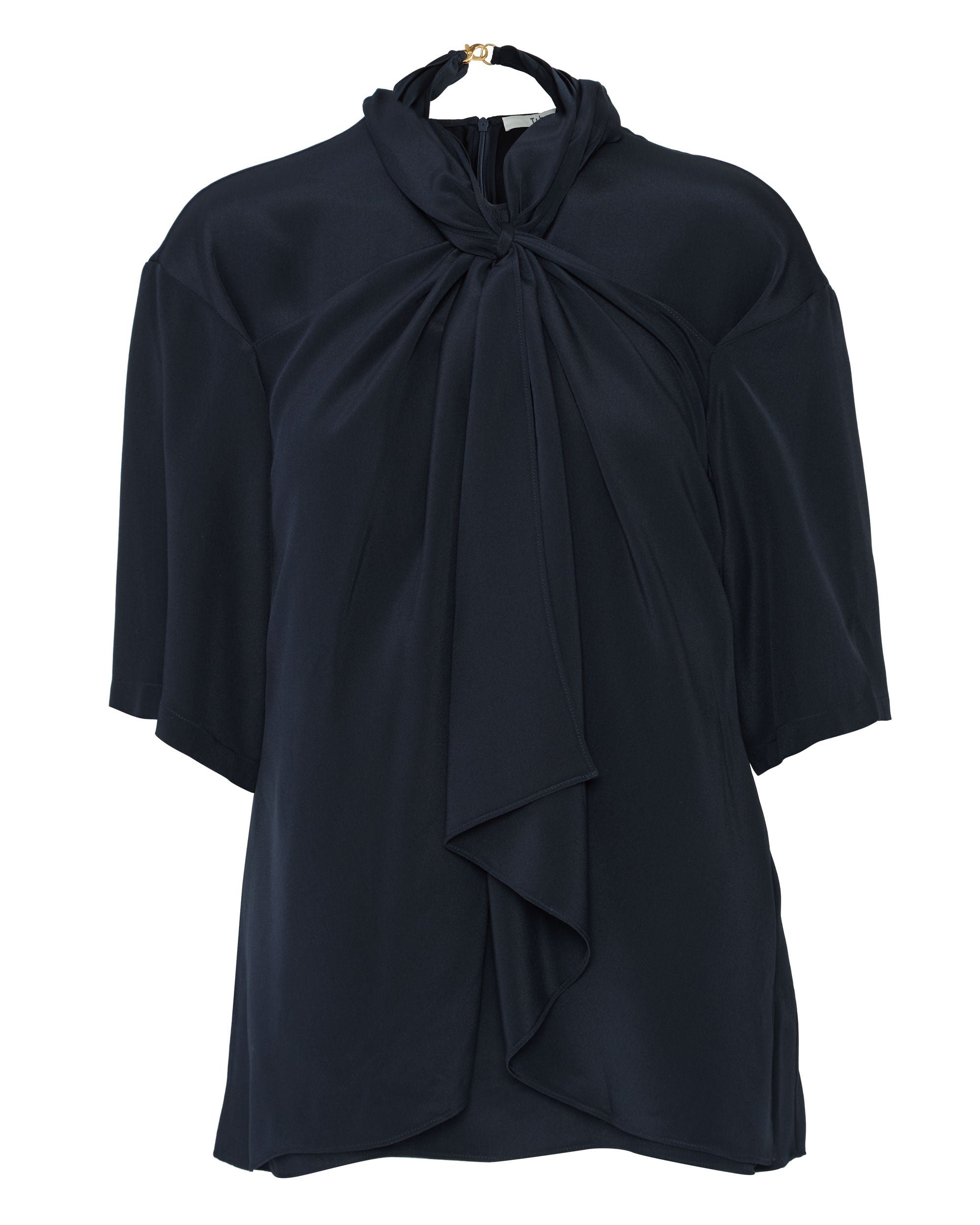 TIBI 4 Ply Silk Tie Front Top in Dark Navy– Capsule Shop