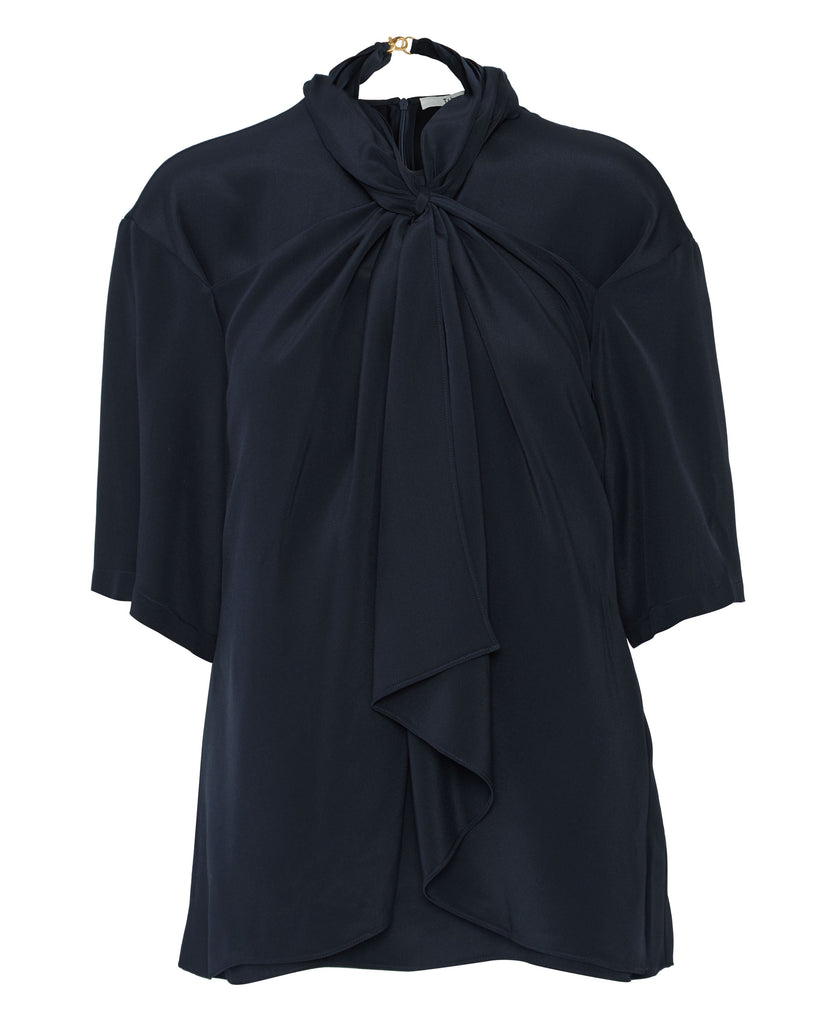 TIBI 4 Ply Silk Tie Front Top