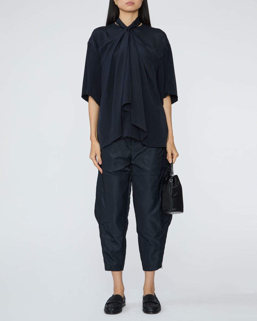 TIBI 4 Ply Silk Tie Front Top