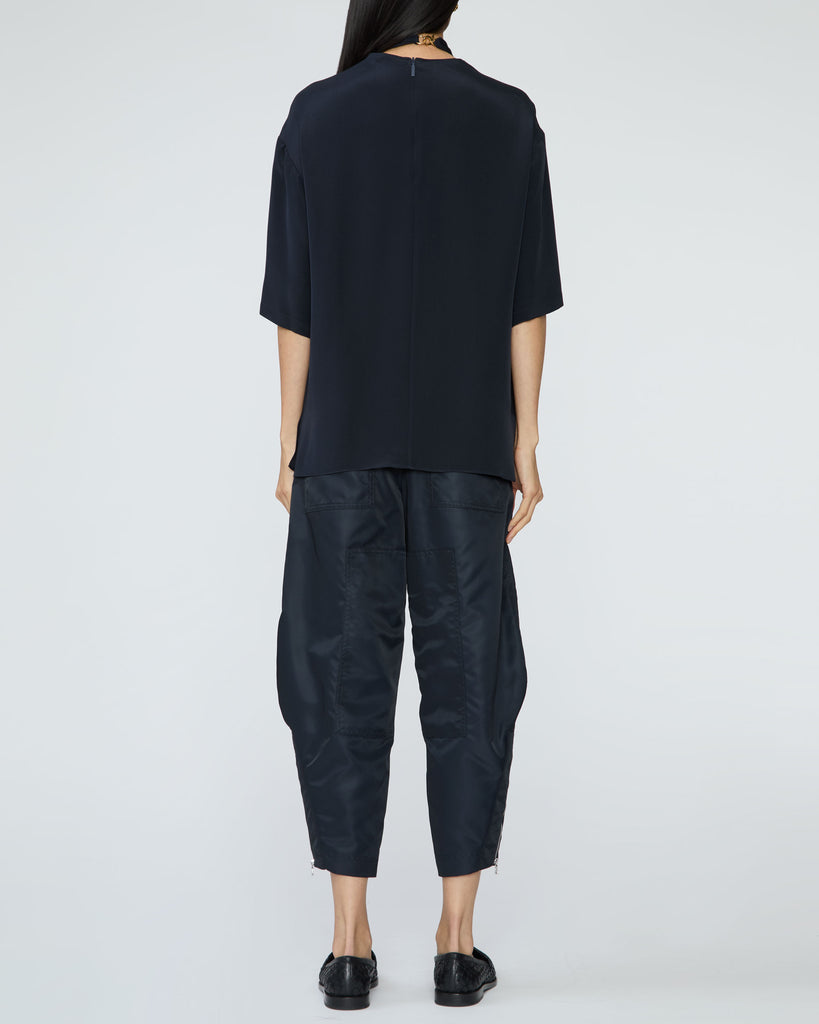 TIBI 4 Ply Silk Tie Front Top