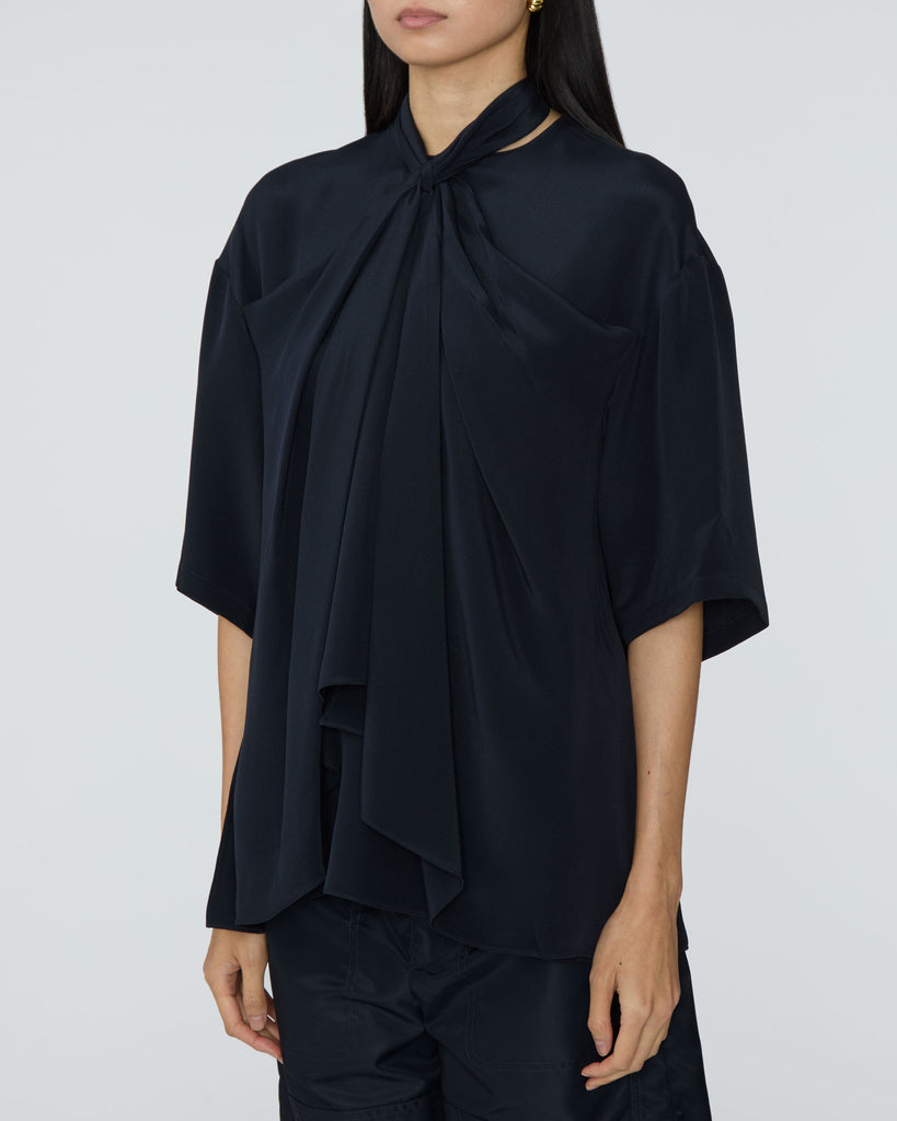 TIBI 4 Ply Silk Tie Front Top