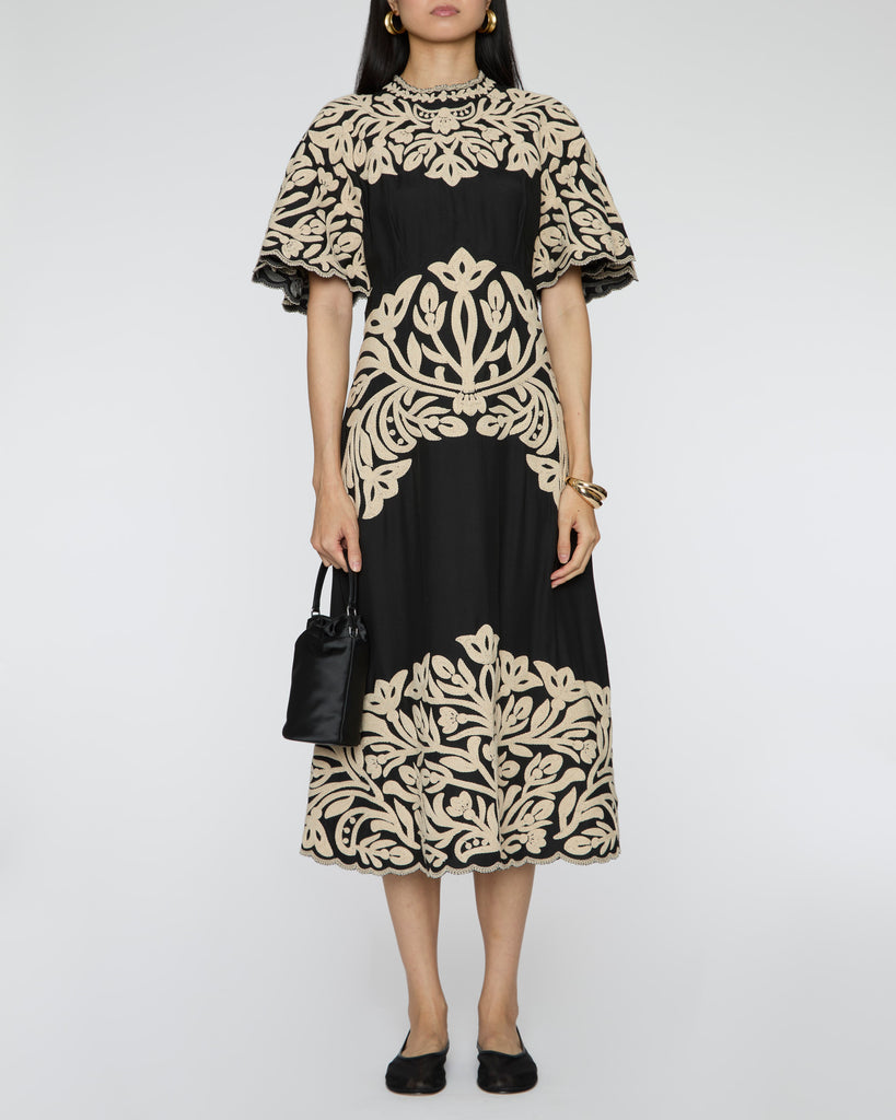 Sea Alexandra Embroidered Midi Dress - Black - 2 Sea Alexandra Embroidered Midi Dress - Black - 2