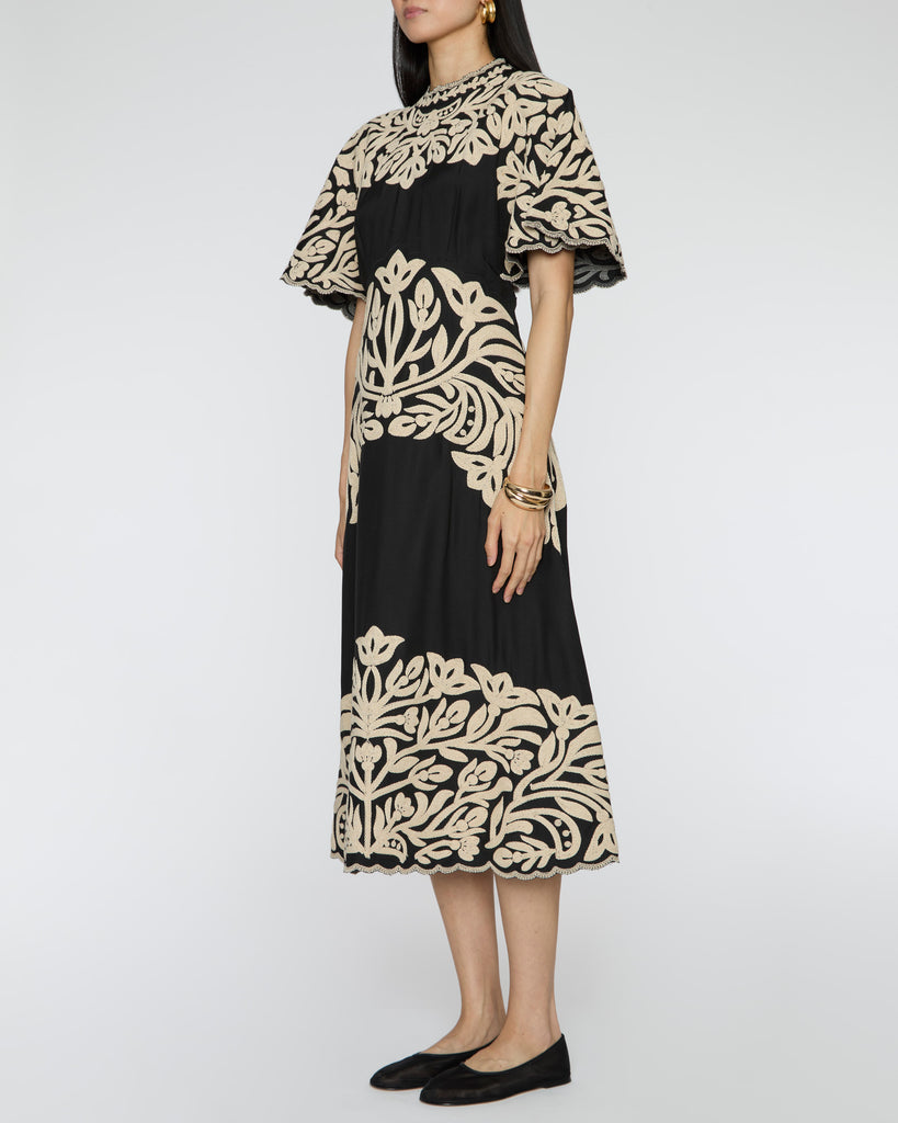 Sea Alexandra Embroidered Midi Dress - Black