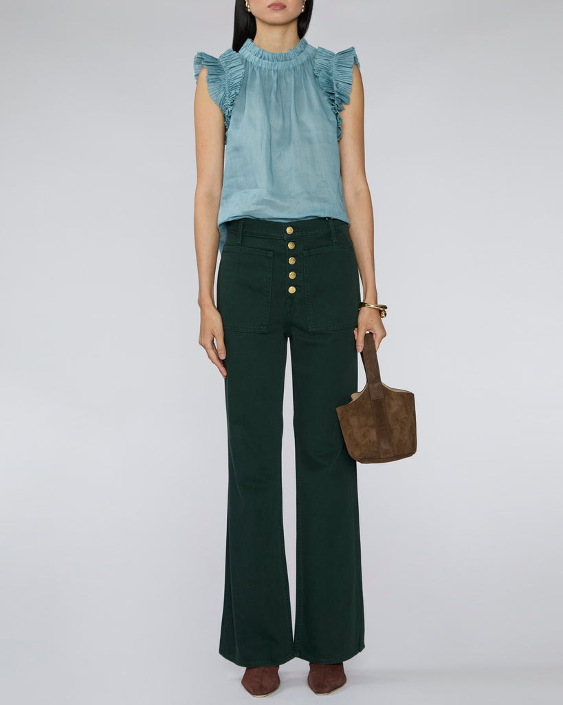 SEA Anise Solid Flutter Sleeve Top