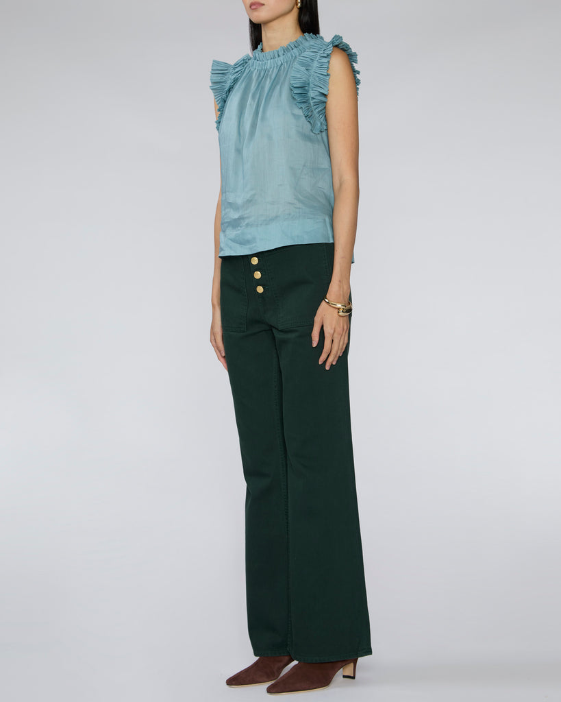 SEA Anise Solid Flutter Sleeve Top