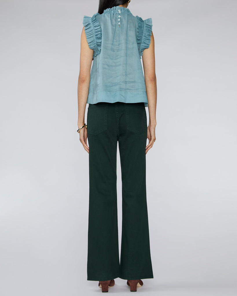 SEA Anise Solid Flutter Sleeve Top