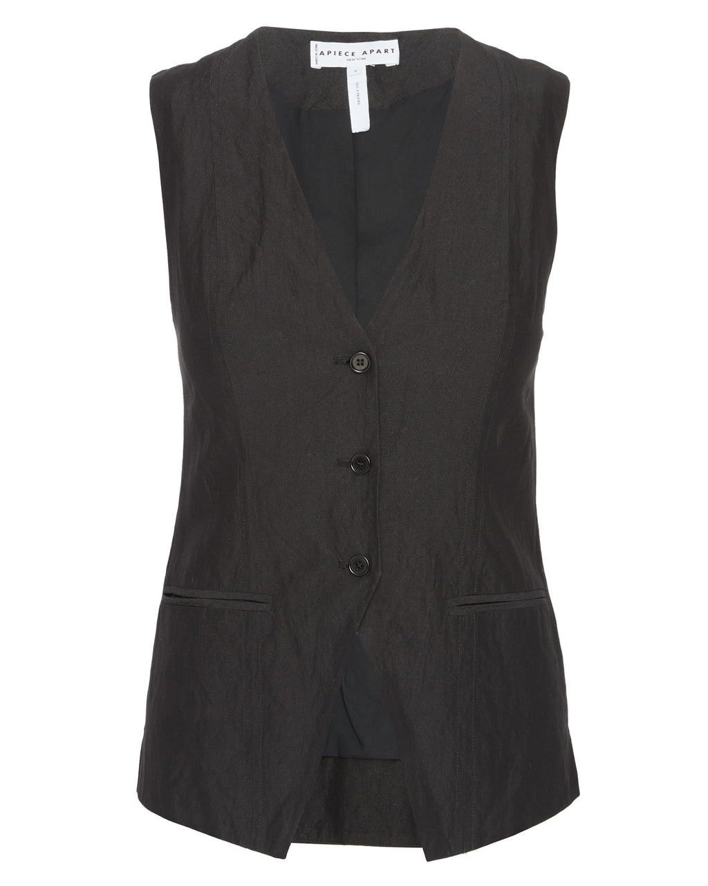 APIECE APART Helena V-Neck Vest in Black