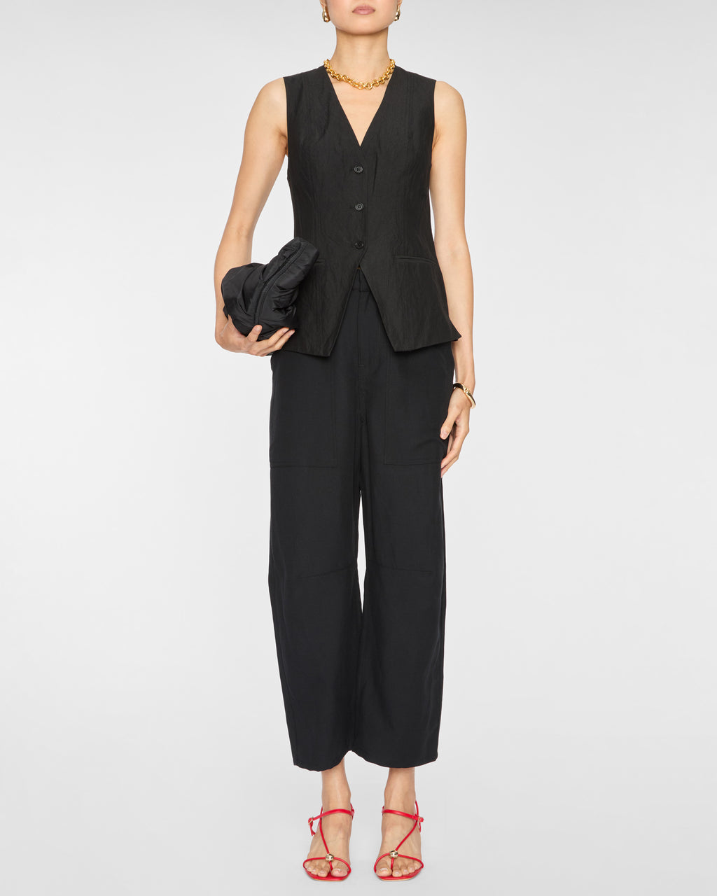 APIECE APART Helena V-Neck Vest in Black