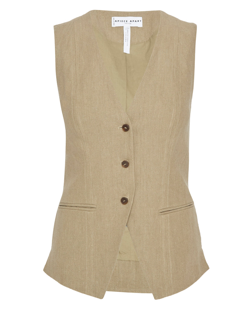 Helena V-Neck Vest in Moss