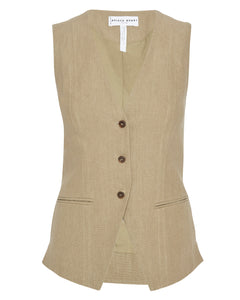 Helena V-Neck Vest in Moss