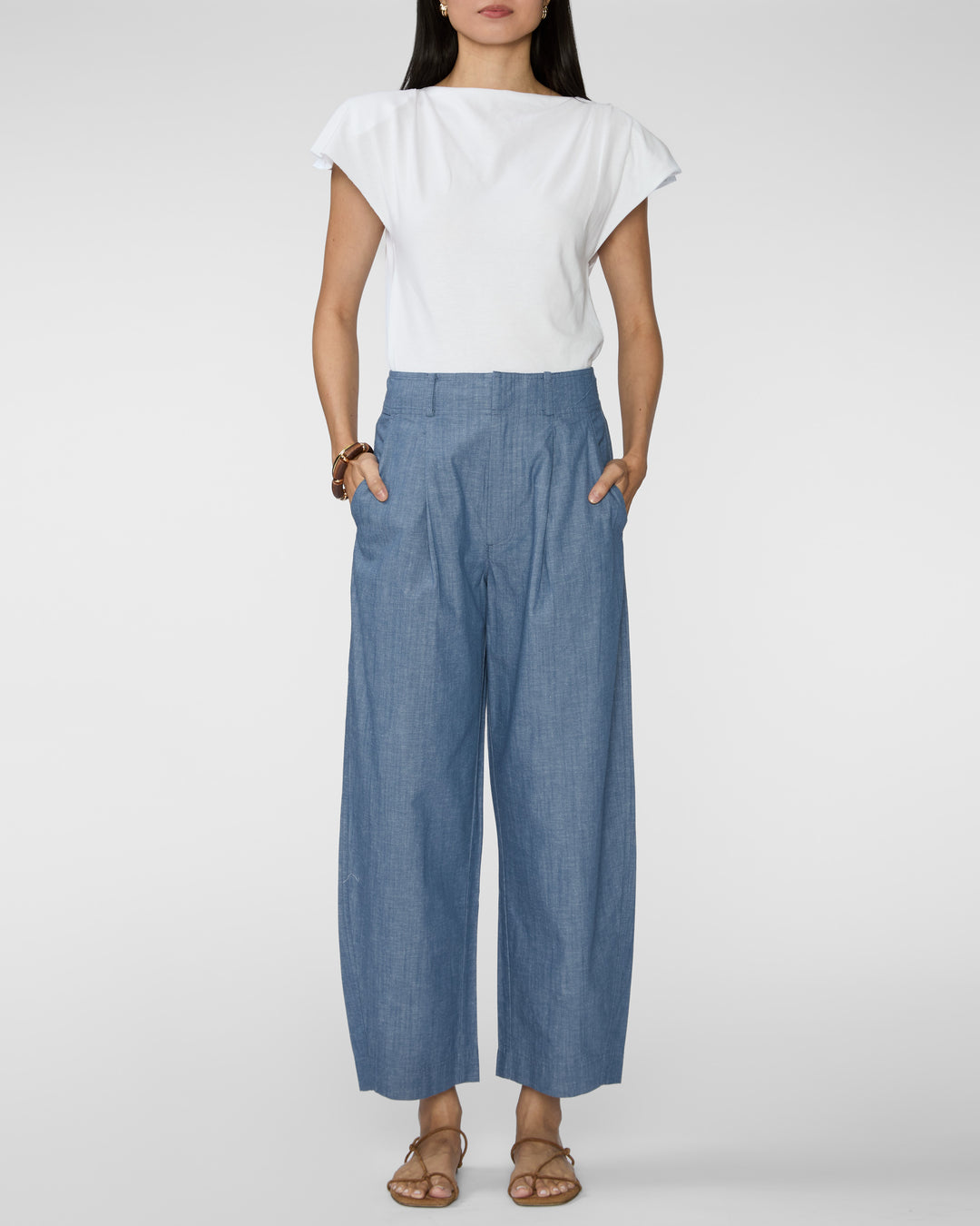 APIECE APART Bari Crop Trouser in Chambray