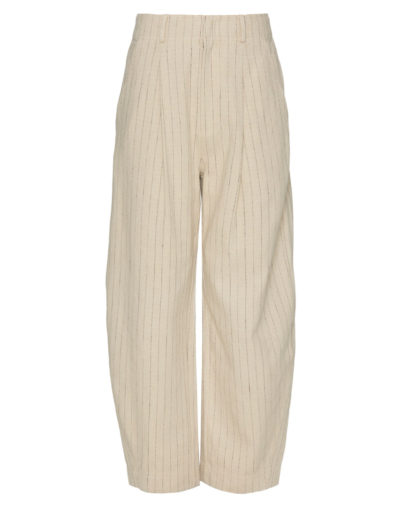 APIECE APART Bari Crop Trouser in Striped Flax
