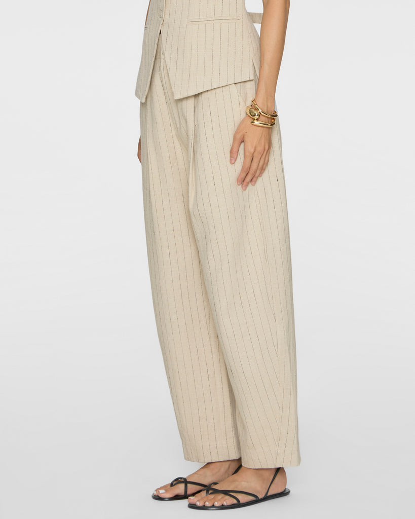 APIECE APART Bari Crop Trouser in Striped Flax