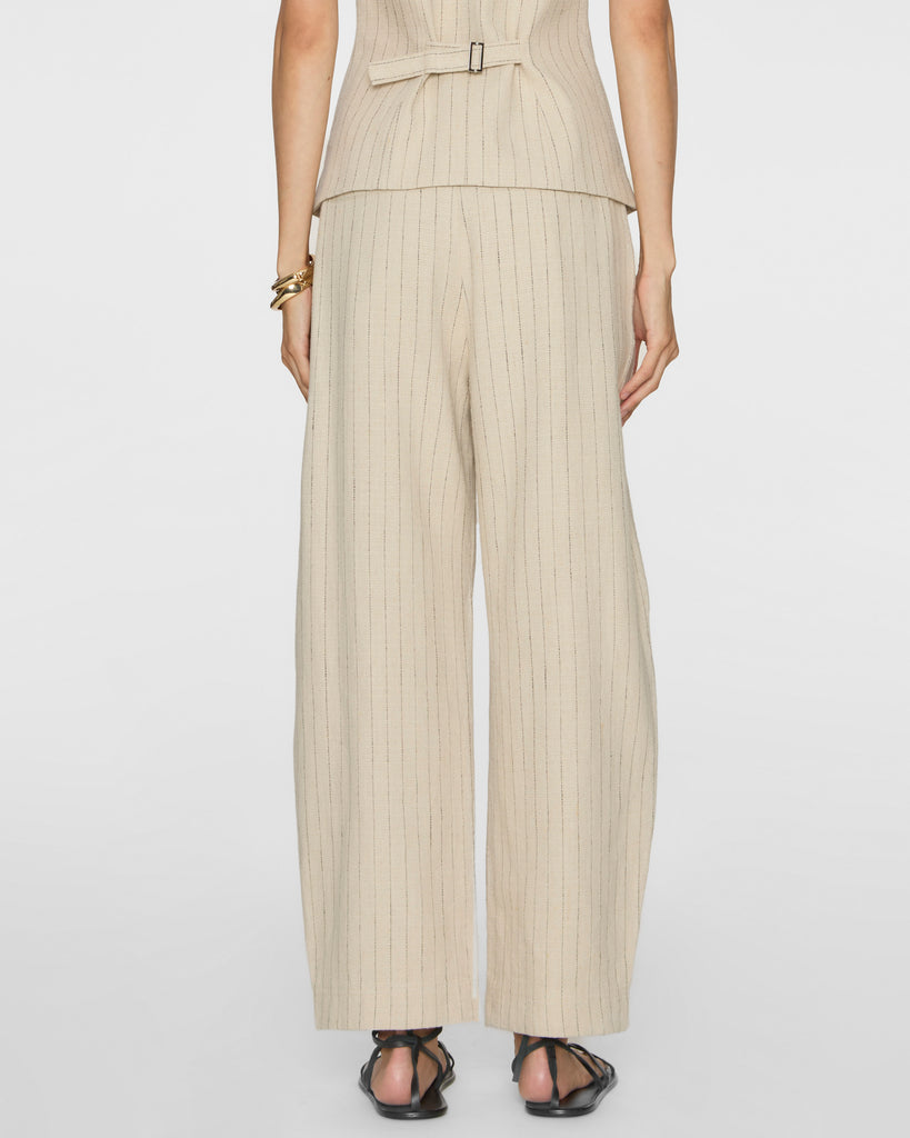 APIECE APART Bari Crop Trouser in Striped Flax