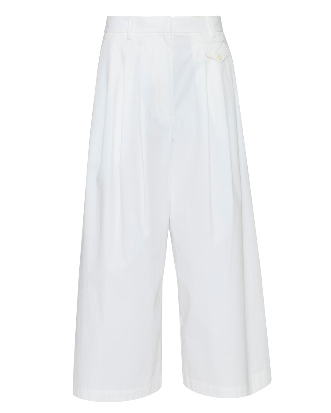 TIBI Bio Twill Triple Pleat Cropped Pant in Optic White