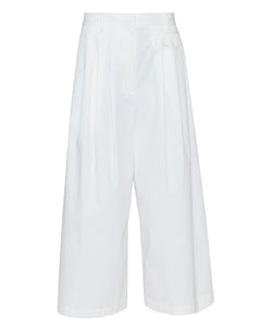 Bio Twill Triple Pleat Cropped Pant in Optic White
