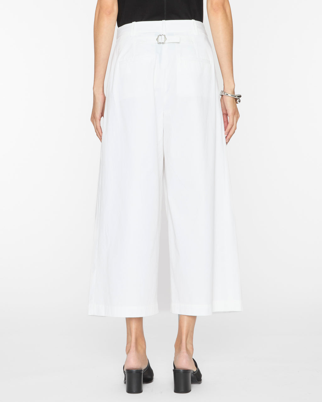 TIBI Bio Twill Triple Pleat Cropped Pant in Optic White