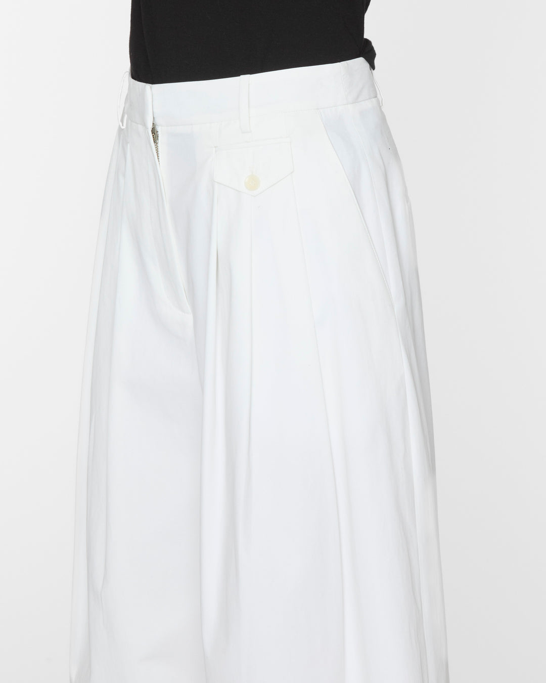 TIBI Bio Twill Triple Pleat Cropped Pant in Optic White