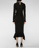 Self Portrait Black Pearl Trim Knit Midi Dress