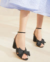 Camellia Black Pleated Bow Heel - 20% Editor's Picks
