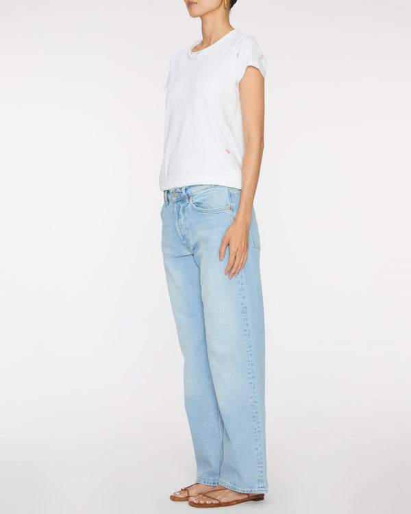 CATHERINEGEE Embroidered Cotton T-Shirt in Bisou Lips