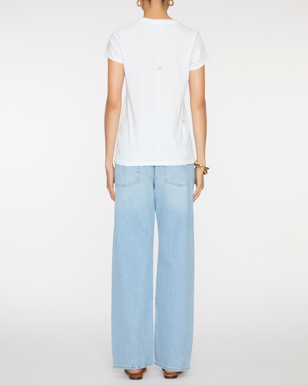 CATHERINEGEE Embroidered Cotton T-Shirt in Bisou Lips