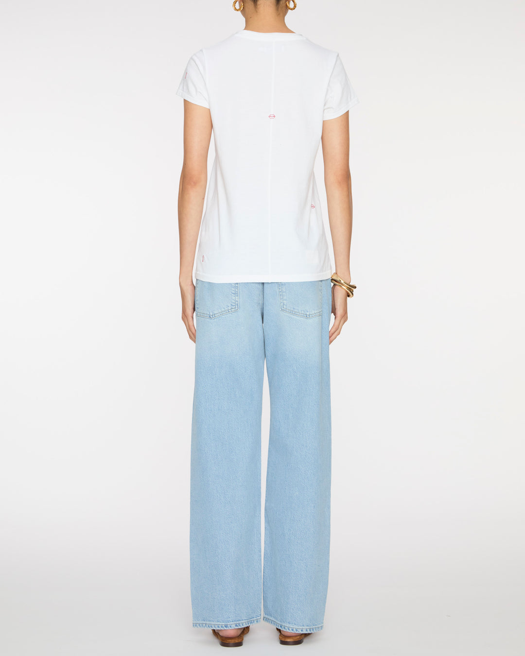 CATHERINEGEE Embroidered Cotton T-Shirt in Bisou Lips