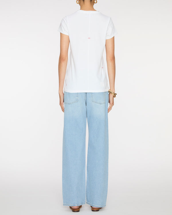 CATHERINEGEE Embroidered Cotton T-Shirt in Bisou Lips