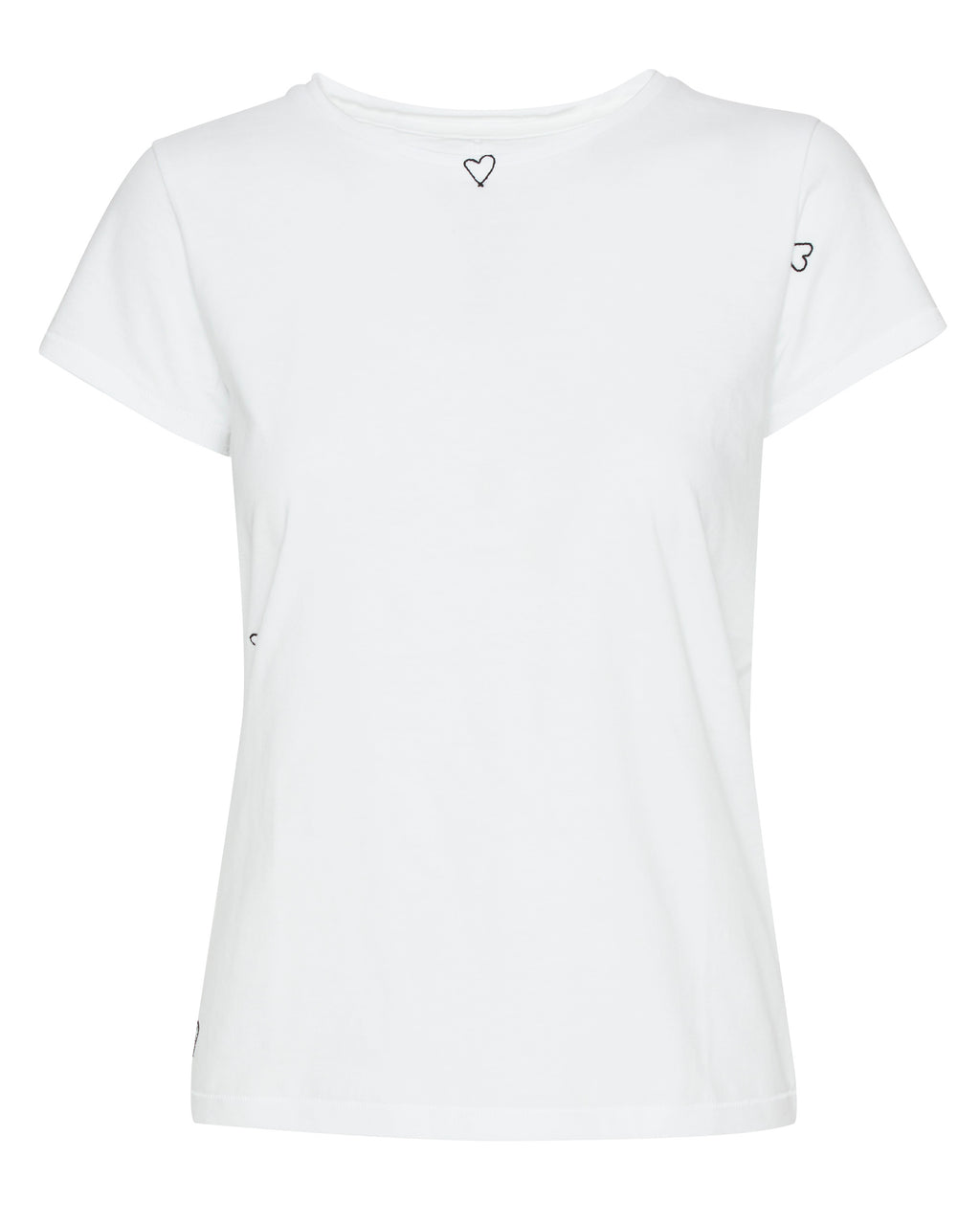 CATHERINEGEE Embroidered Cotton T-Shirt in Black and White Heart