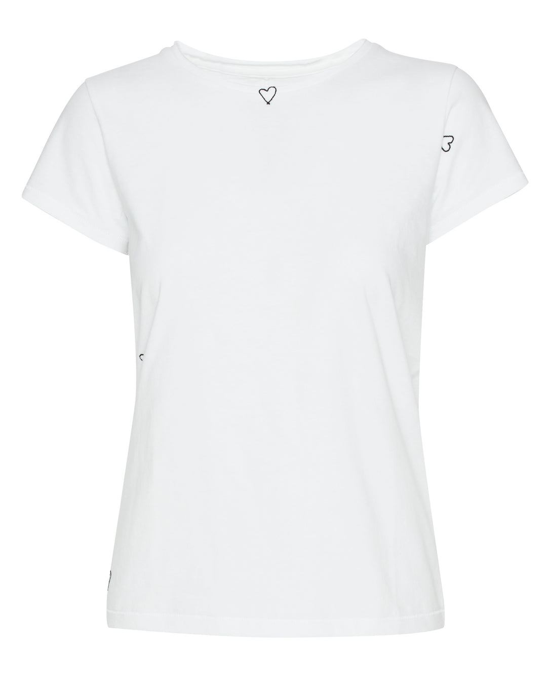 CATHERINEGEE Embroidered Cotton T-Shirt in Black and White Heart