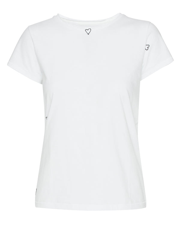 CATHERINEGEE Embroidered Cotton T-Shirt in Black and White Heart