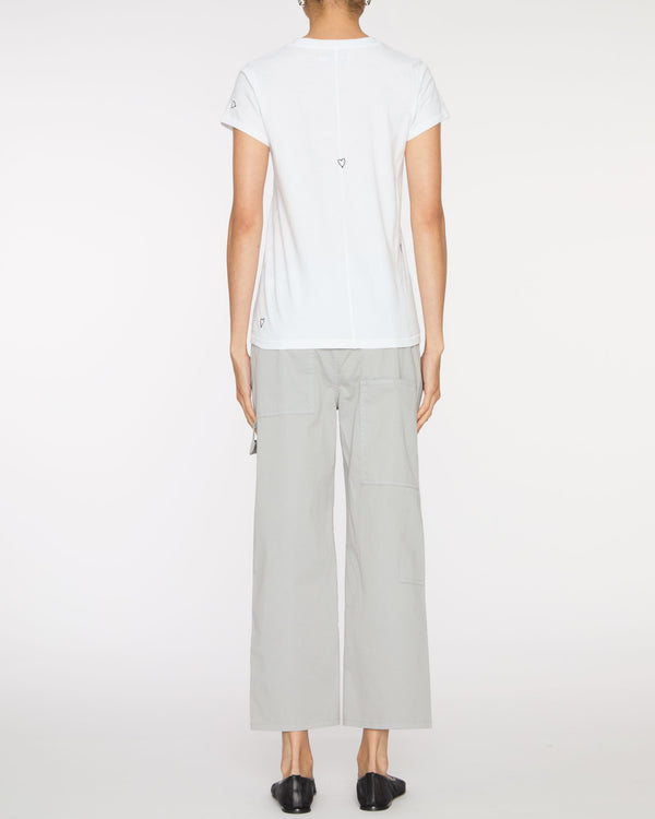 CATHERINEGEE Embroidered Cotton T-Shirt in Black and White Heart