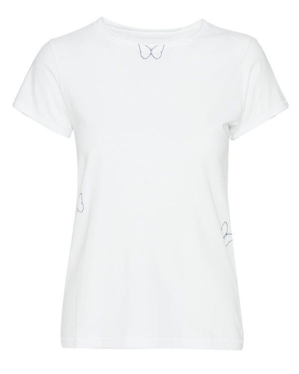 CATHERINEGEE Embroidered Cotton T-Shirt in Butterfly