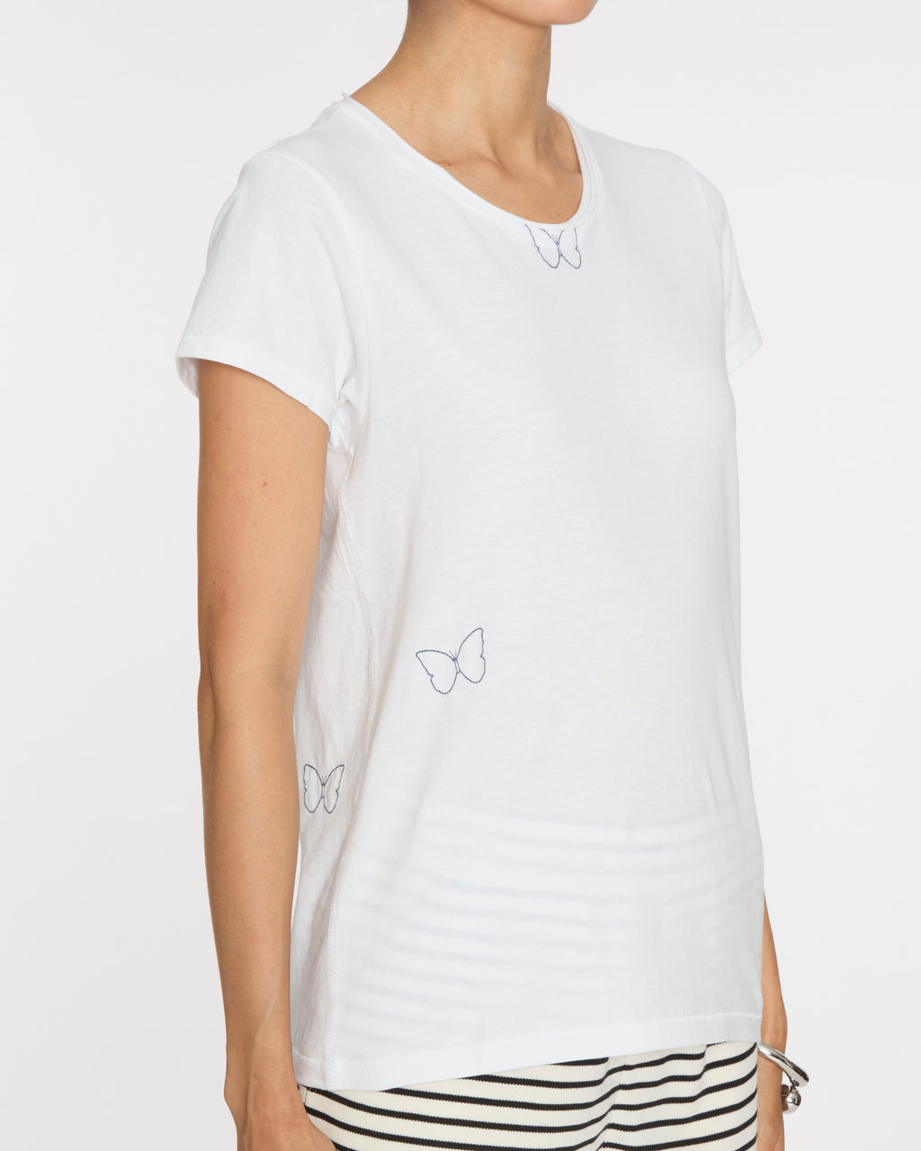 CATHERINEGEE Embroidered Cotton T-Shirt in Butterfly