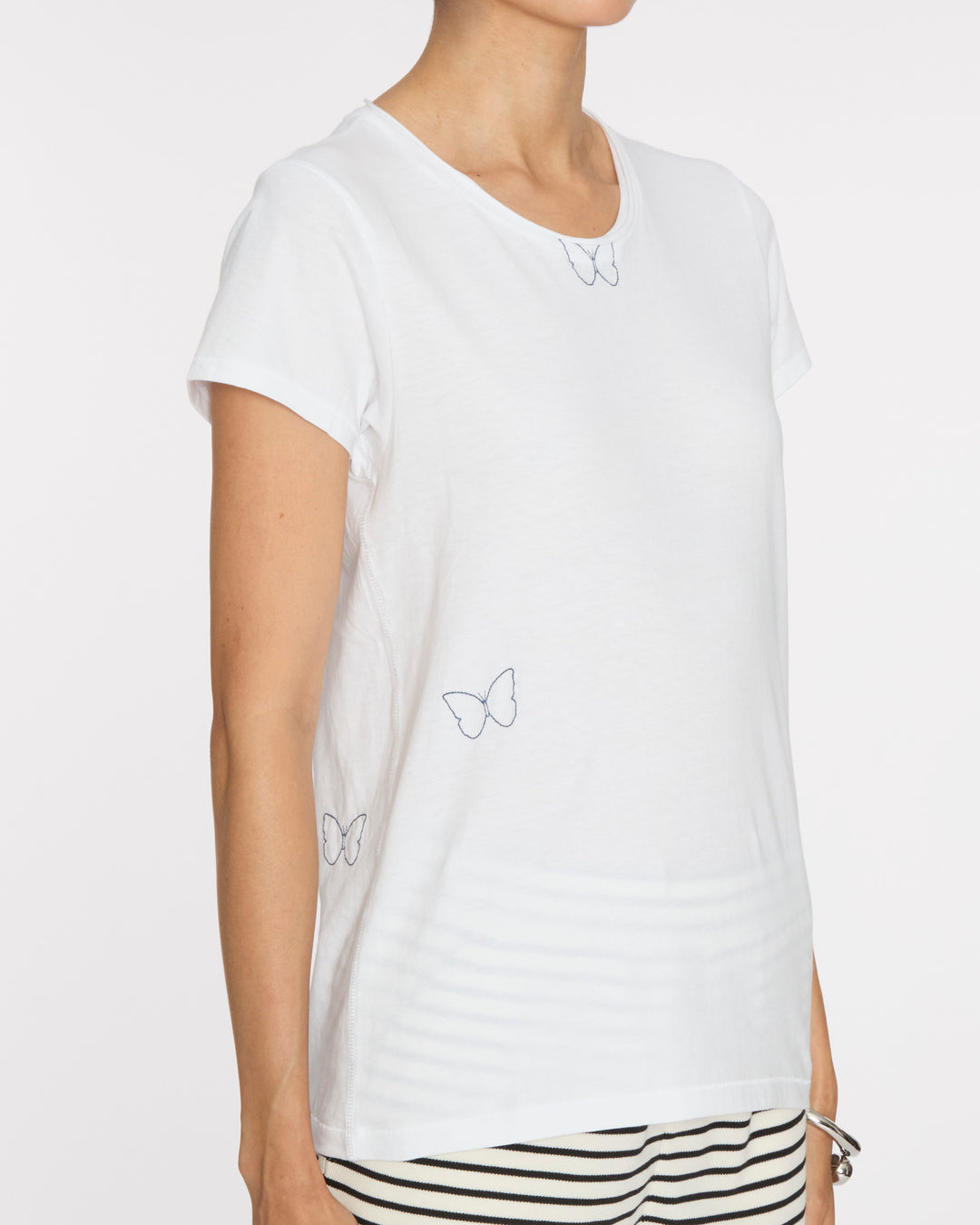 CATHERINEGEE Embroidered Cotton T-Shirt in Butterfly