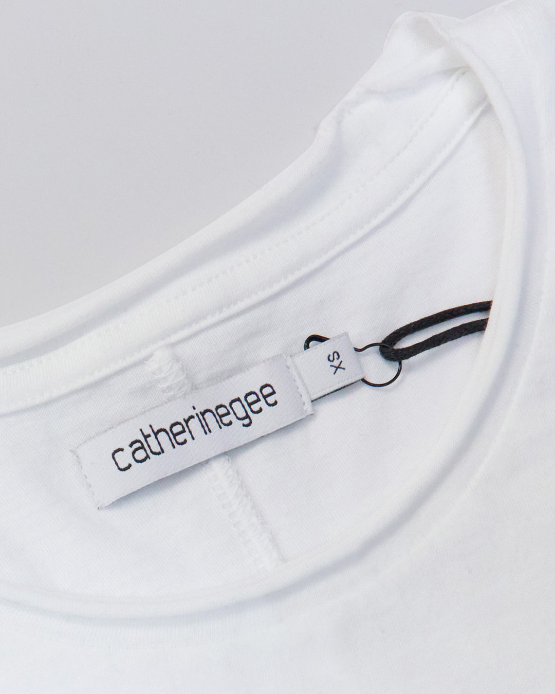 CATHERINE GEE Embroidered Cotton T-Shirt in Black and White Heart