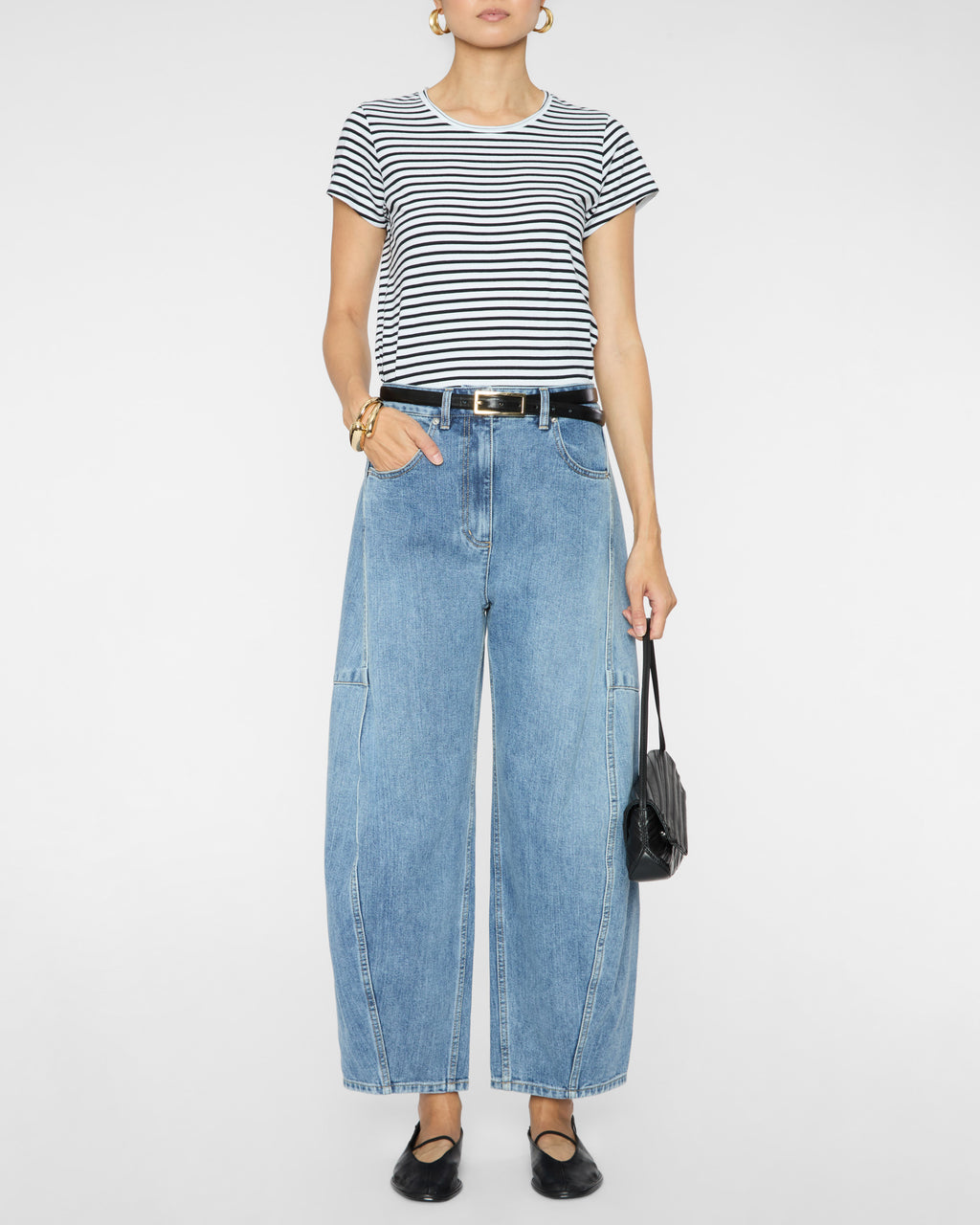 CATHERINEGEE Cotton T-Shirt in Black and White Stripe