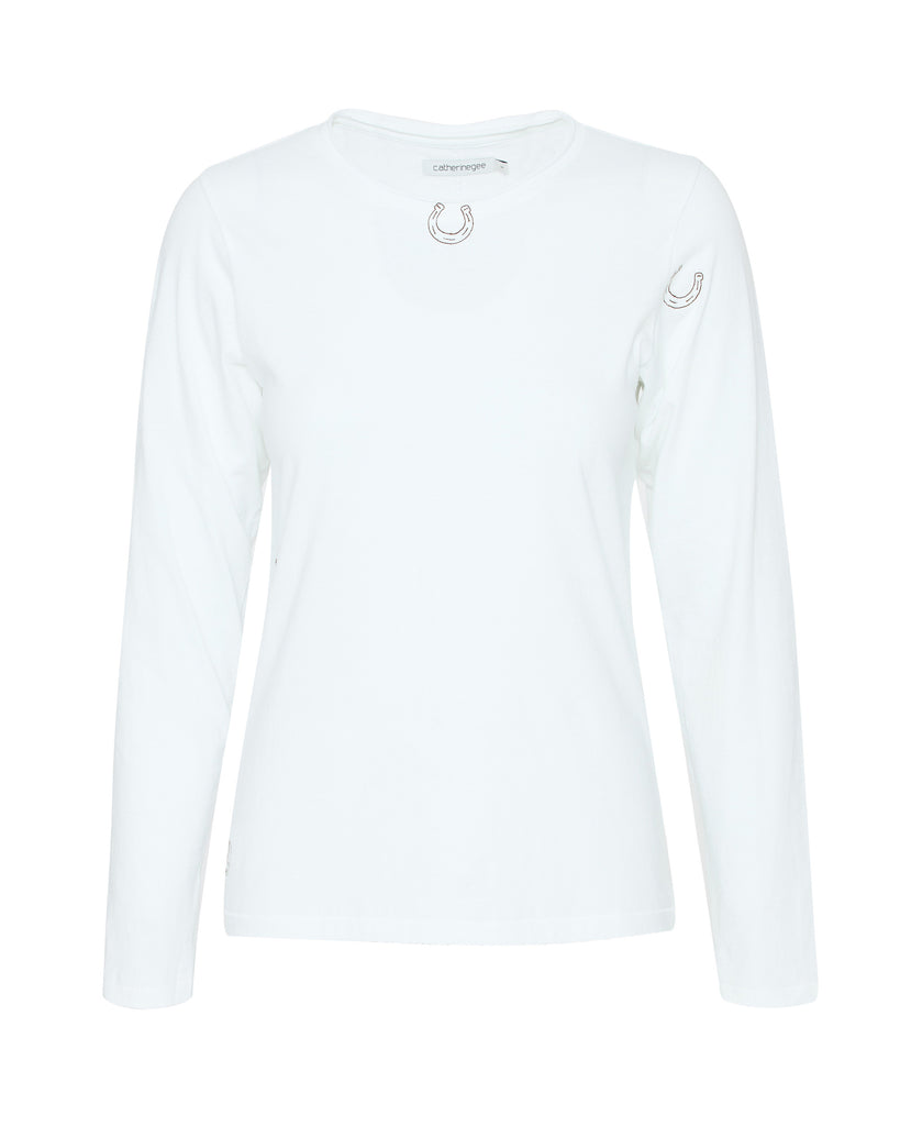 CATHERINEGEE Embroidered Cotton Long Sleeve T-Shirt in Horseshoe - 20% OFF EDITOR'S PICKS