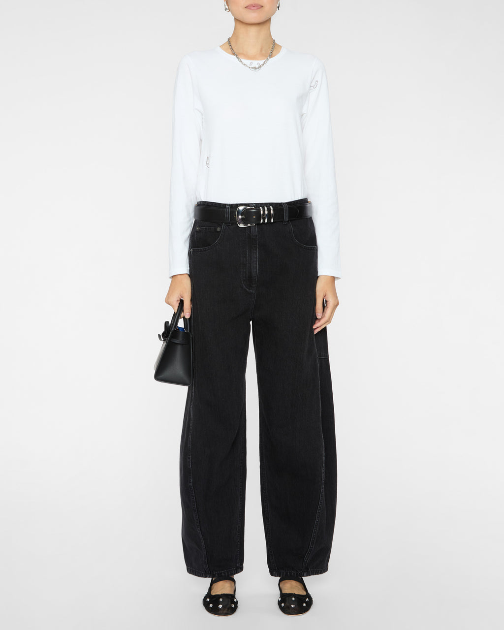 CATHERINEGEE Embroidered Cotton Long Sleeve T-Shirt in Horseshoe