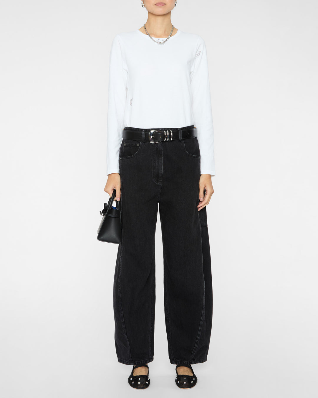 CATHERINEGEE Embroidered Cotton Long Sleeve T-Shirt in Horseshoe