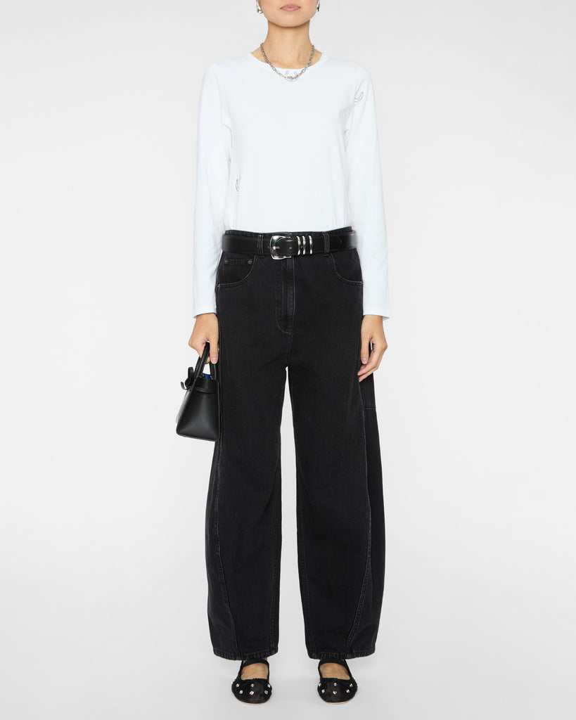 CATHERINEGEE Embroidered Cotton Long Sleeve T-Shirt in Horseshoe