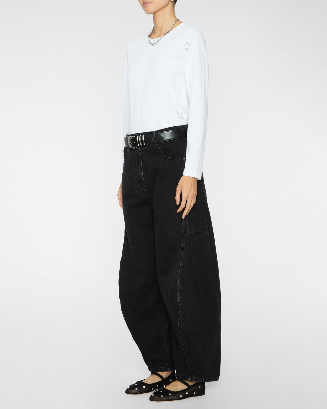 CATHERINEGEE Embroidered Cotton Long Sleeve T-Shirt in Horseshoe
