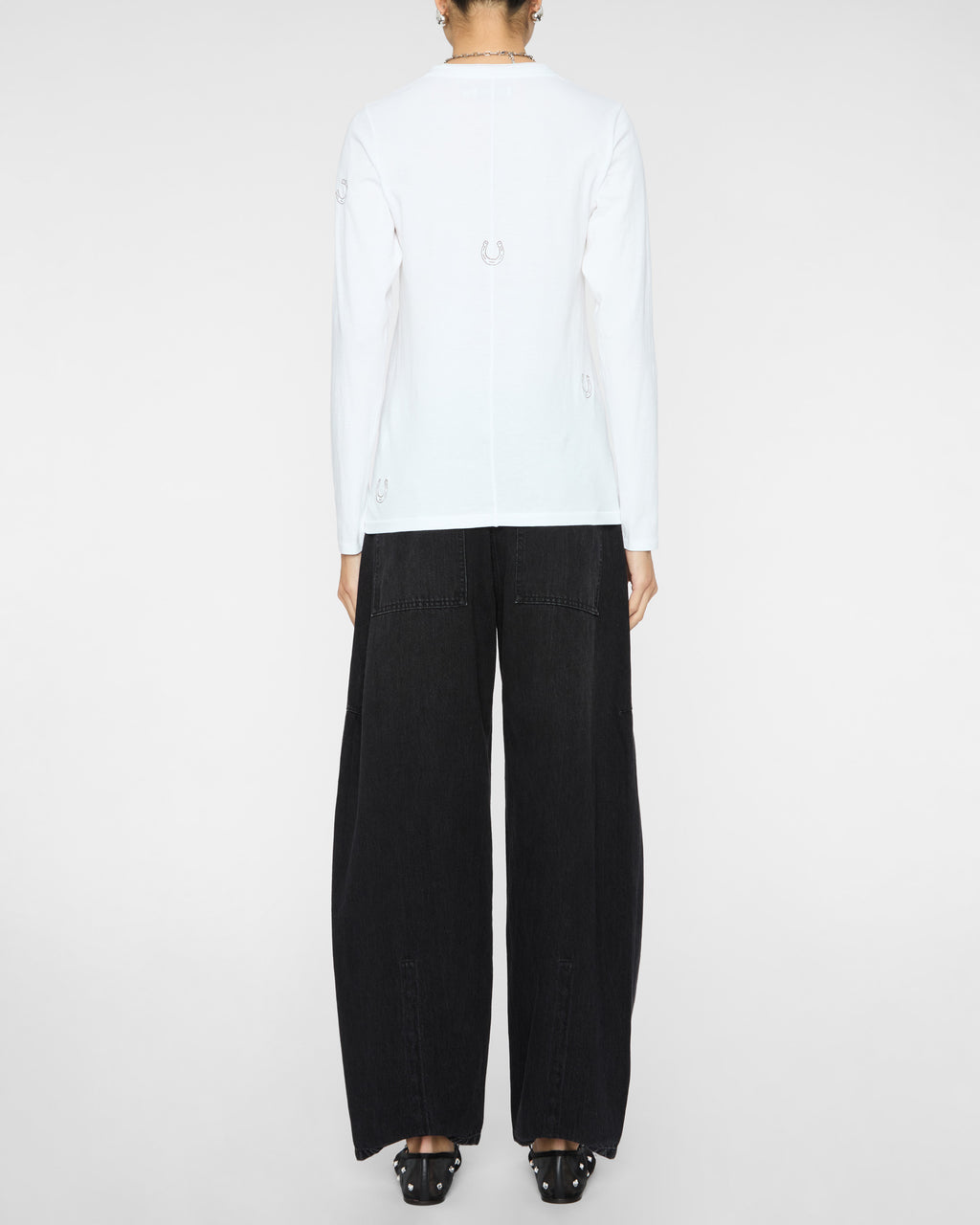 CATHERINEGEE Embroidered Cotton Long Sleeve T-Shirt in Horseshoe