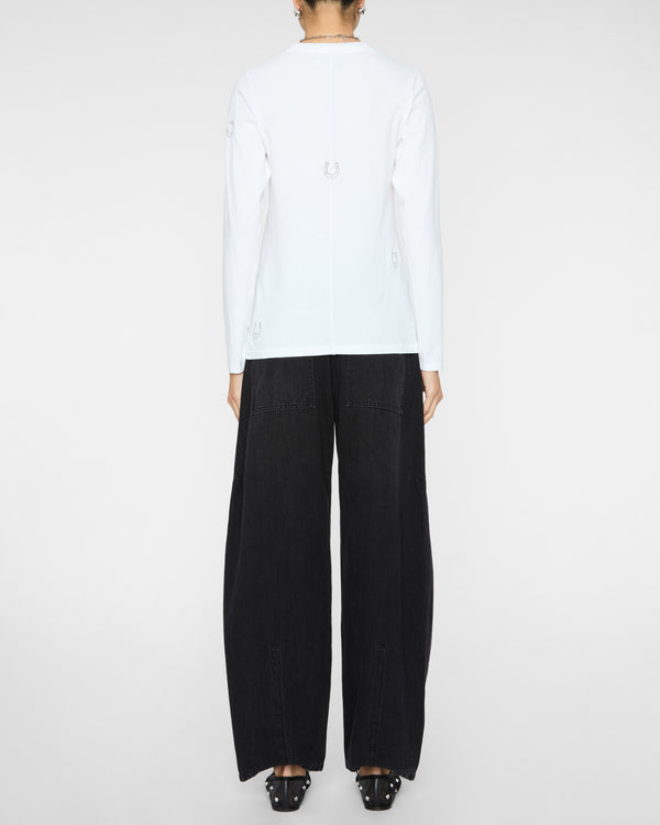 CATHERINEGEE Embroidered Cotton Long Sleeve T-Shirt in Horseshoe