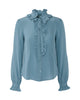 Ulla Johnson Catroux Long Sleeve Silk Blouse Heron