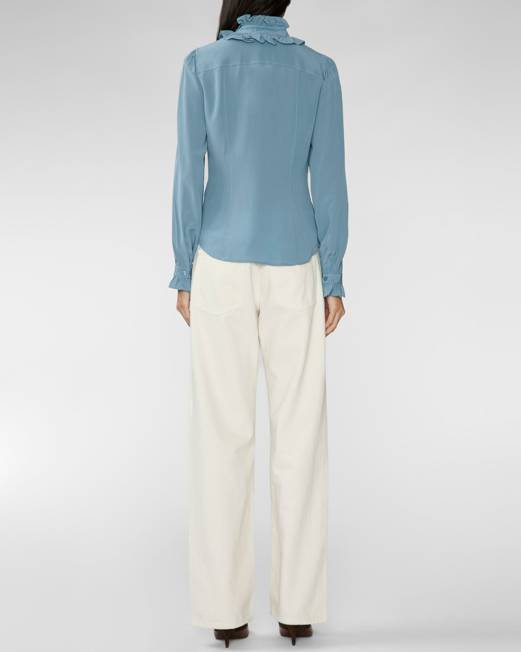 Ulla Johnson Catroux Long Sleeve Silk Blouse Heron