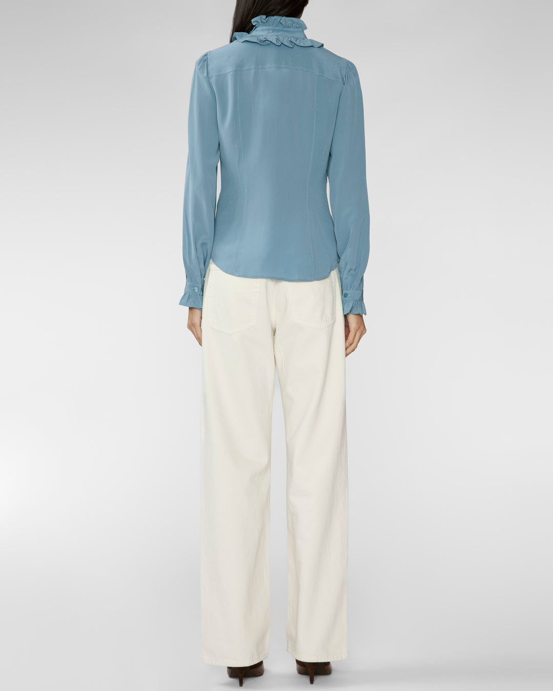 Ulla Johnson Catroux Long Sleeve Silk Blouse Heron