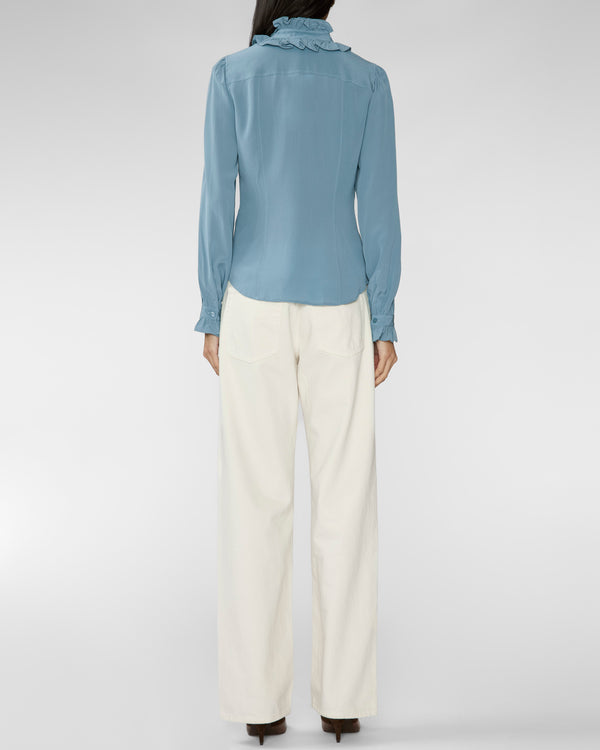 Ulla Johnson Catroux Long Sleeve Silk Blouse Heron