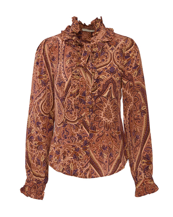 Ulla Johnson Catroux Long Sleeve Silk Blouse Rosette